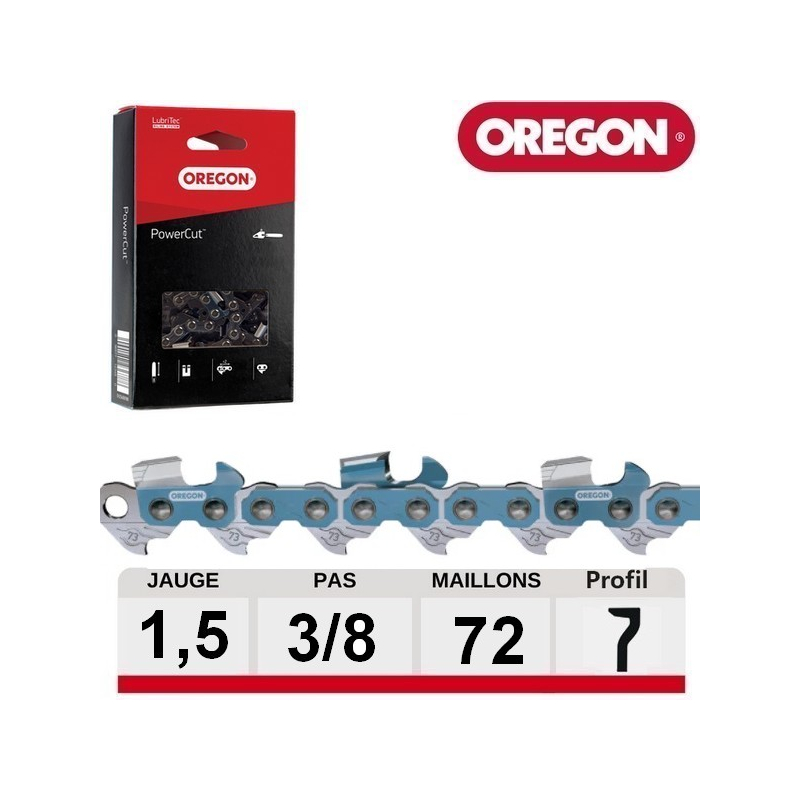 Chaine tronçonneuse carrée PowerCut 72 dents Oregon 73EXL Chaine tronçonneuse carrée PowerCut 72 dents Oregon 73EXL