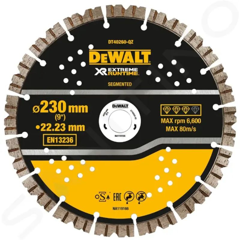 Disque diamanté Runtime pour béton découpeuse Dewalt -  230 x 22.2mm