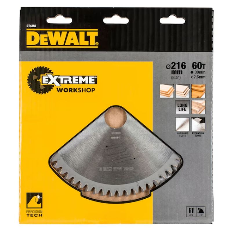Lame de scie circulaire stationnaire Dewalt - 216x30mm 60 dents Extreme Workshop