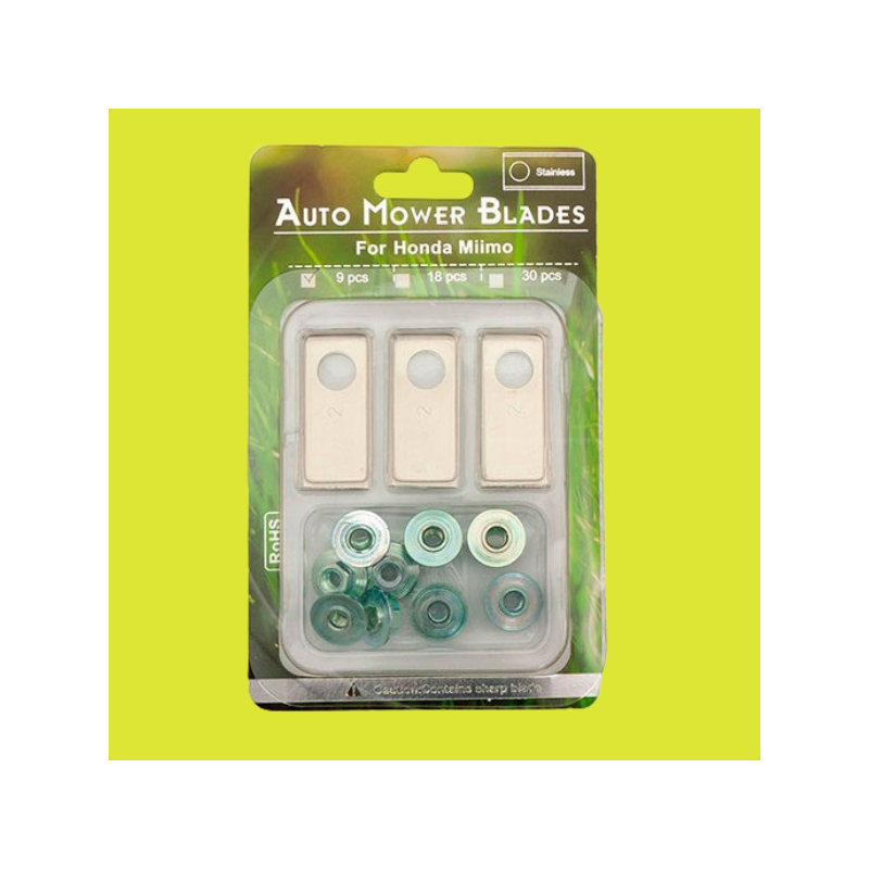 Jeu de 9 lames robot tondeuse Honda + Ecrous