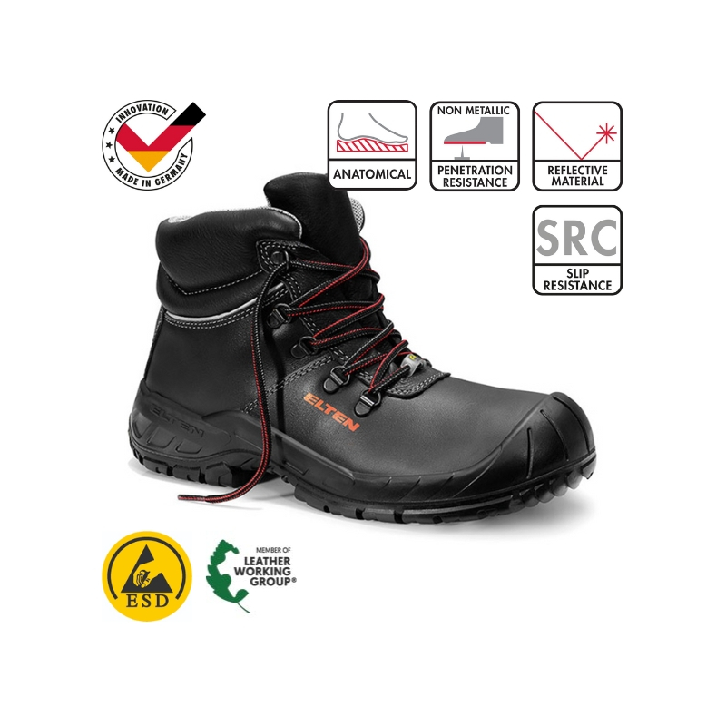 Botte de sécurité Elten Laurenzo hautes cuir noir ESD S3S