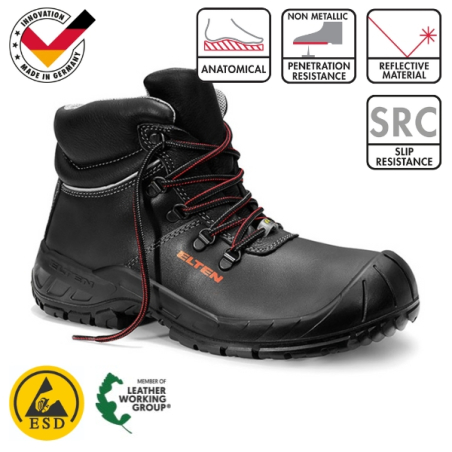 Botte de sécurité Elten Laurenzo hautes cuir noir ESD S3S Botte de sécurité Elten Laurenzo hautes cuir noir ESD S3S