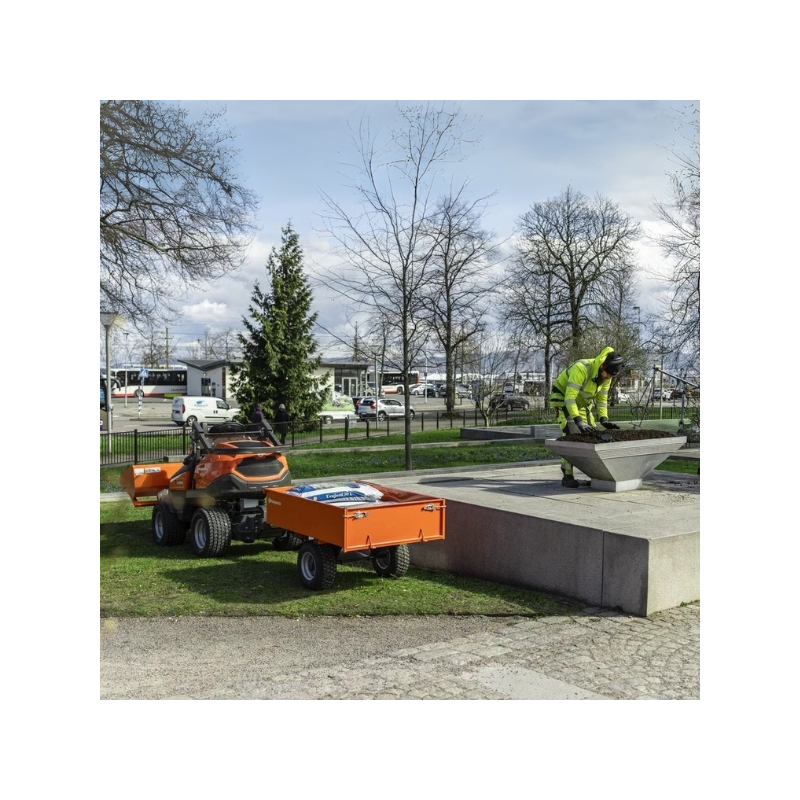 Remorque benne basculante tracteur tondeuse autoportée Husqvarna Profi