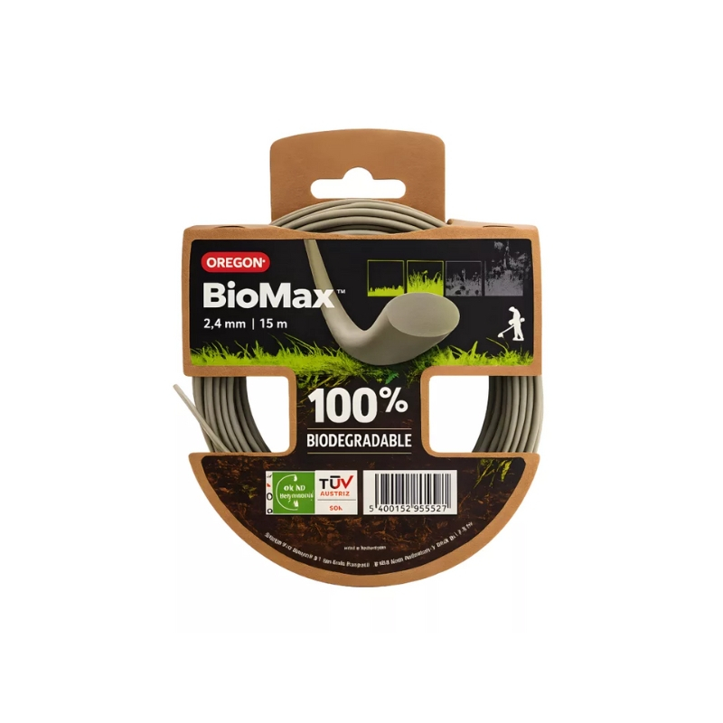 Fil nylon rond débroussailleuse Oregon BioMax B165SH biodégradable 1.65mm 15m