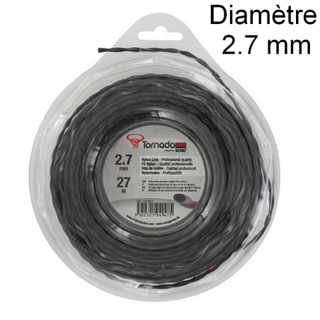 Fil nylon hélicoïdal débroussailleuse Tornado 2,7 mm
