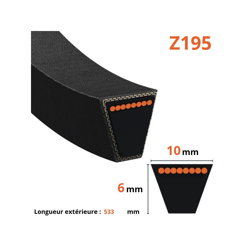 Courroie lisse trapézoïdale Z195