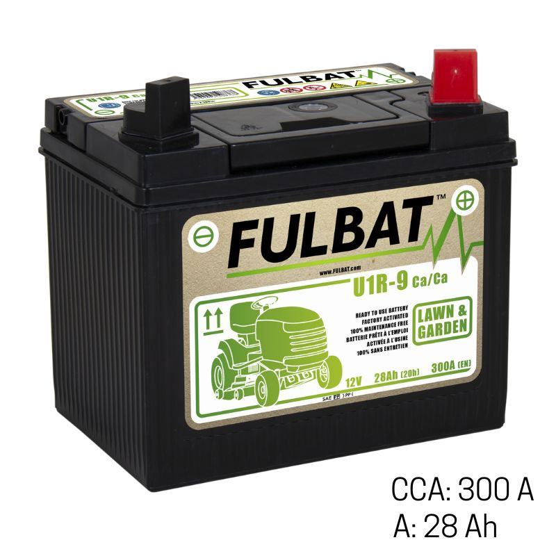 Batterie tracteur tondeuse Fulbat U1R-9 12V 28Ah 300A, + à droite