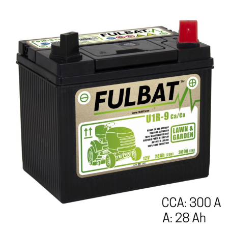Batterie tracteur tondeuse Fulbat U1R-9 12V 28Ah 300A, + à droite