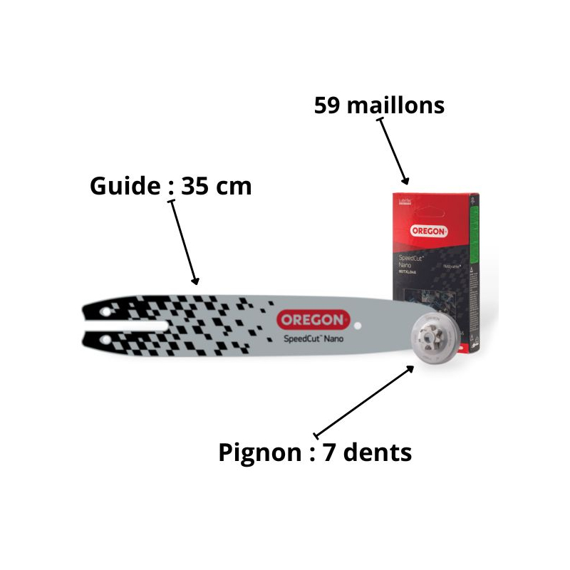 Kit guide, chaîne, pignon tronçonneuse Stihl SpeedCut Nano Oregon 614382