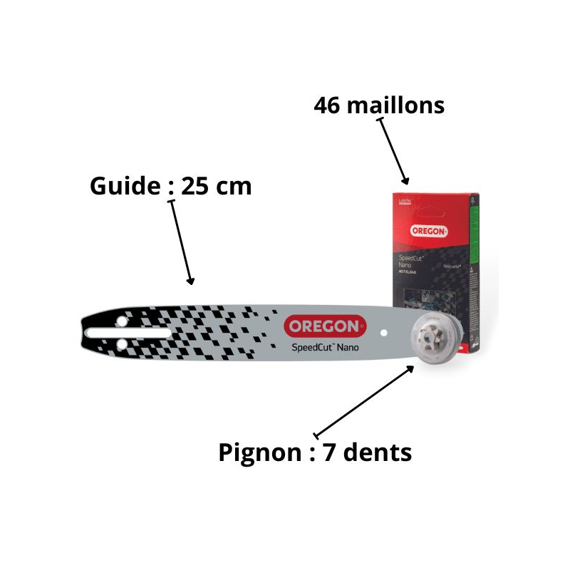 Kit guide, chaîne, pignon tronçonneuse Husqvarna SpeedCut Nano Oregon 614387