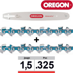 Pack guide chaine 33cm + 2 chaines tronçonneuse Oregon PXBD025