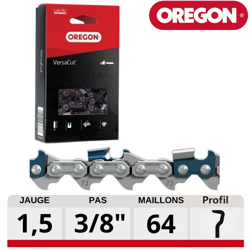Chaine tronçonneuse 64 dents 3/8 058 VersaCut Oregon 73DPX064E