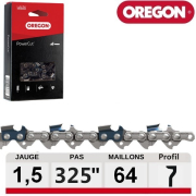 Chaine tronçonneuse Oregon carrée PowerCut 64 dents  21LPX064E