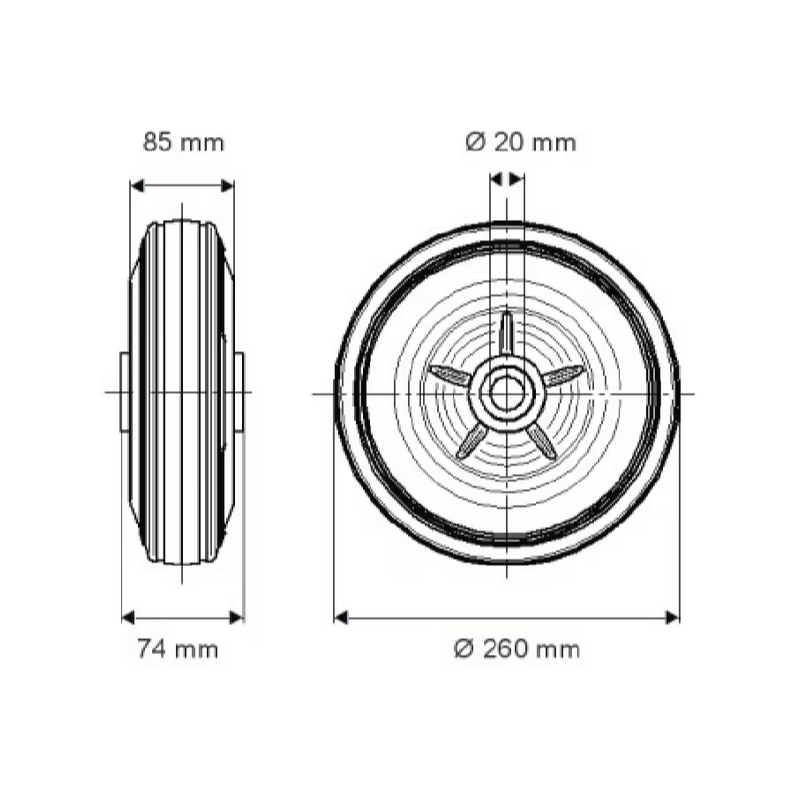 Roue brouette 260mm TENTE Dimension 3.00-4 - PQR2608520