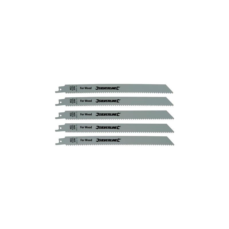 5 lames de scie-sabre pour bois 240mm Silverline