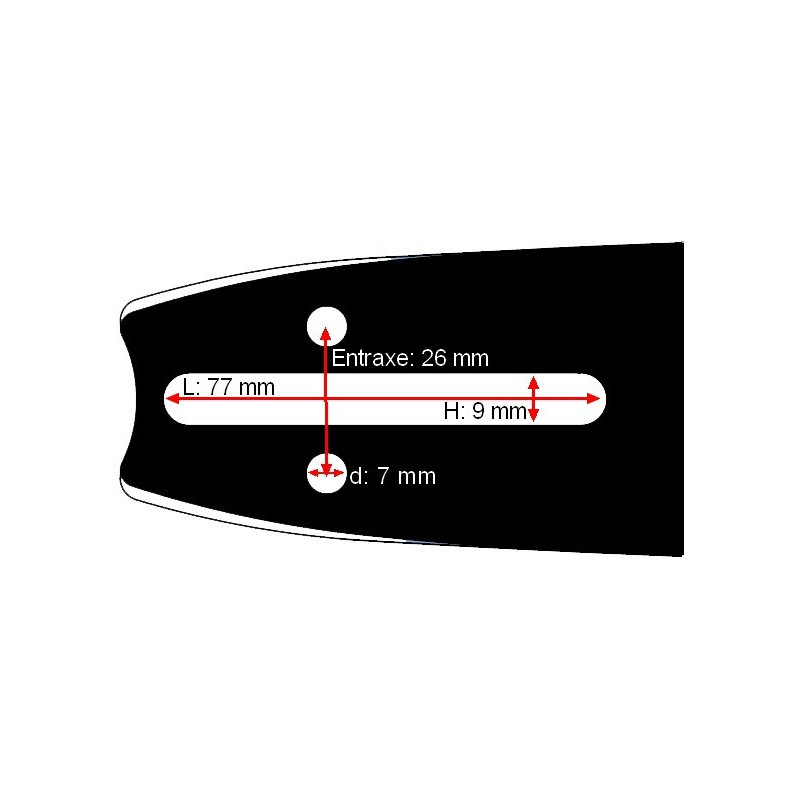 Guide chaine tronçonneuse Oleo-Mac, Alpina, Efco, Homelite, Dolmar, Zenoah 25 cm 3/8LP 050 40 dents