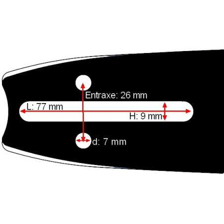 Guide chaine tronçonneuse Oleo-Mac, Alpina, Efco, Homelite, Dolmar, Zenoah 25 cm 3/8LP 050 40 dents