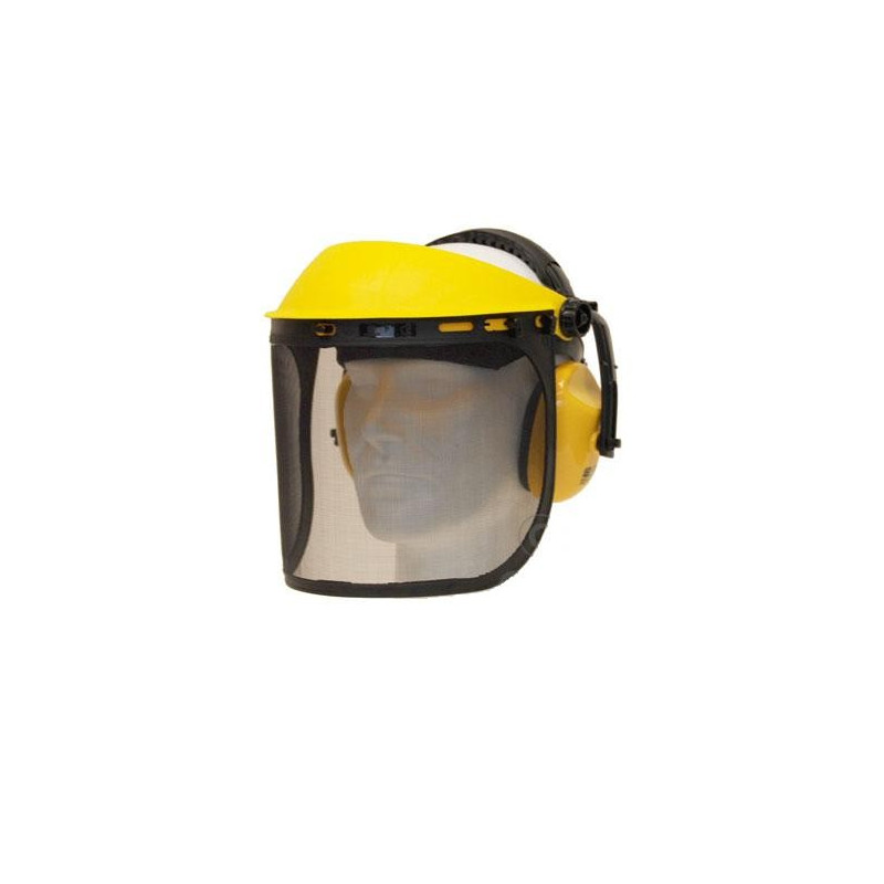 Visiere protection grillagée + oreillettes anti-bruit