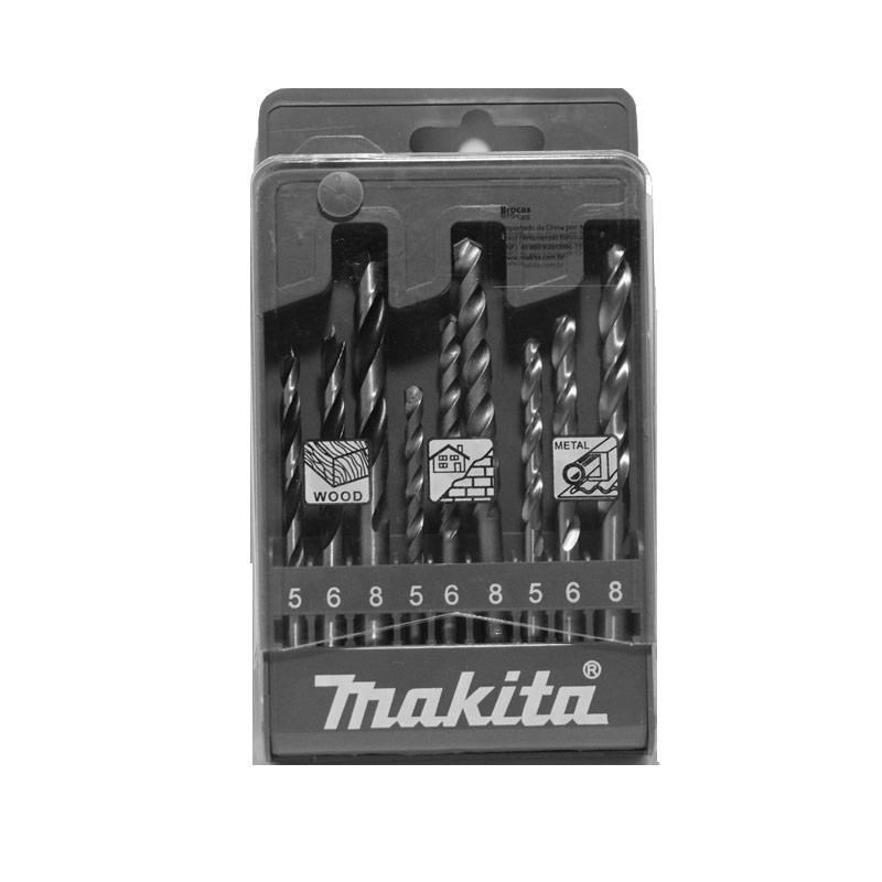 Coffret 9 forets Makita bois, béton et métal.