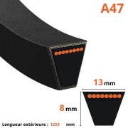 Courroie Trapézoïdale Ama A47 13x1200mm Caoutchouc Toilé - Transmission Puissance Tracteur Jardin