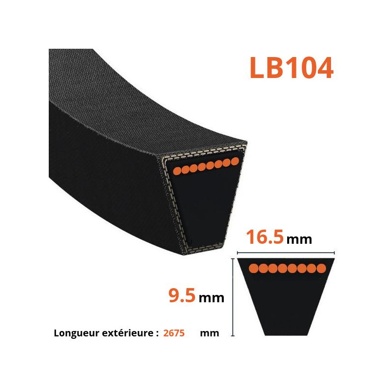 Courroie lisse trapézoïdale LB104 Courroie lisse trapézoïdale LB104
