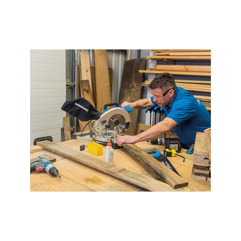 Scie radiale combinée Silverline 210 mm, 1 400 W