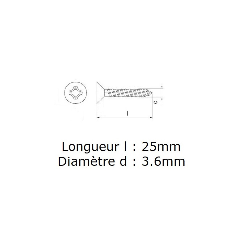1000 Vis à plâtre 25mm Diamètre de vis 3.6mm