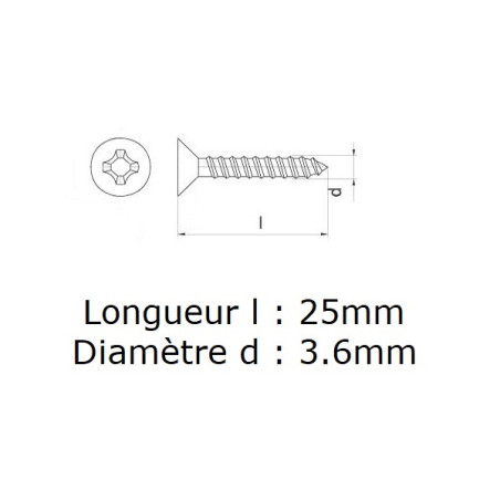 1000 Vis à plâtre 25mm Diamètre de vis 3.6mm