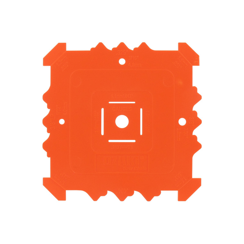 Gabarit de mesure de chaînes et guides de tronçonneuses