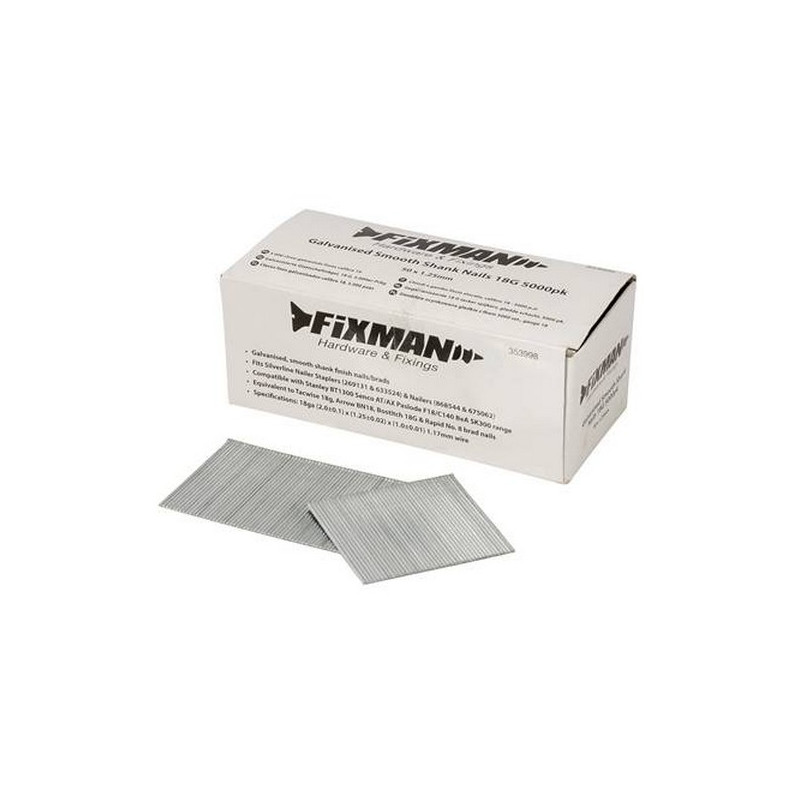 5000 clous galvanisés lisses calibre 18 Fixman
