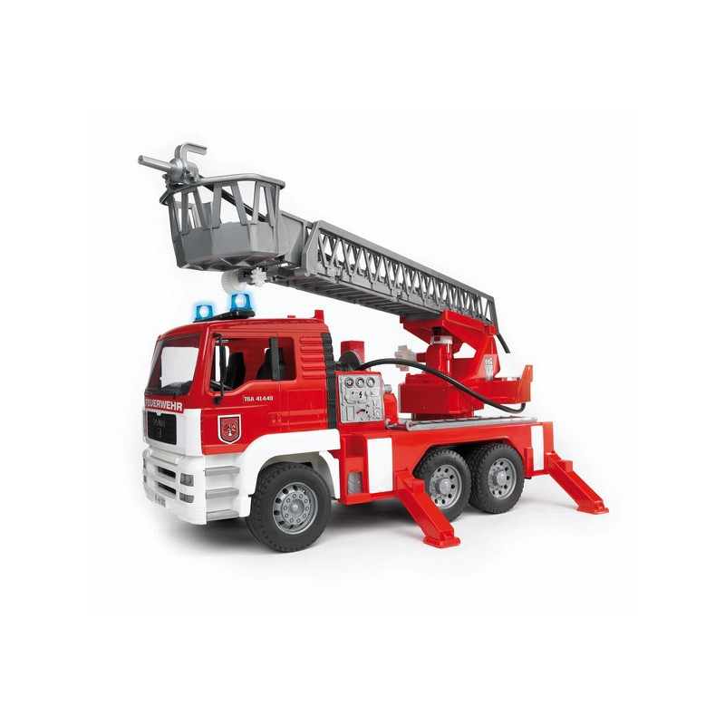 Jouet camion de pompier rouge MAN avec échelle pivotante