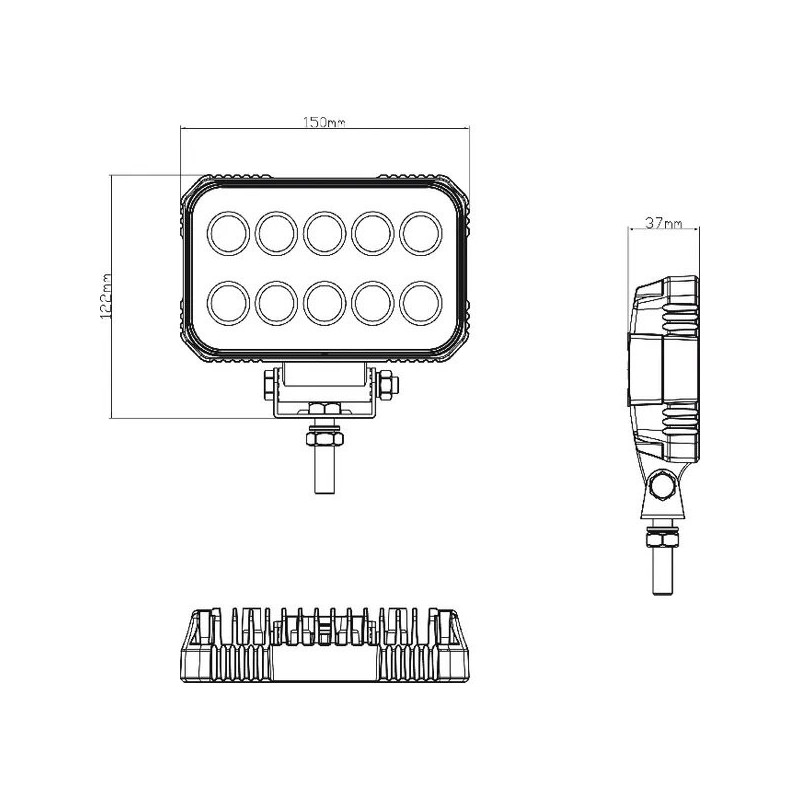 Projecteur travail LED rectangulaire universel 15W