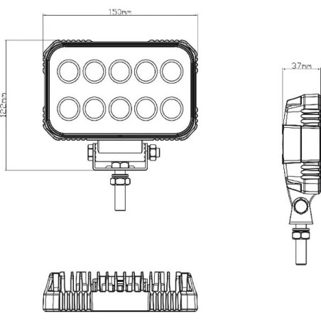 Projecteur travail LED rectangulaire universel 15W