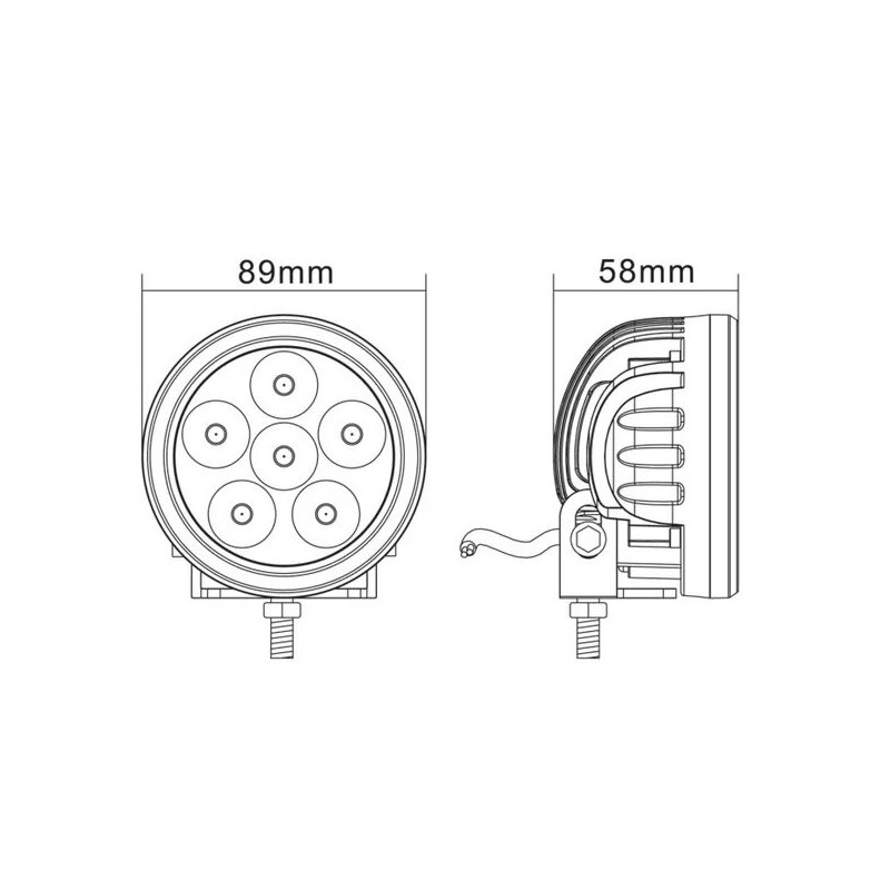 Projecteur travail LED rond universel 18W