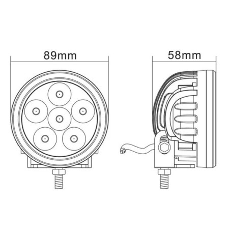 Projecteur travail LED rond universel 18W