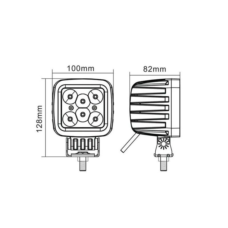 Projecteur travail LED carré universel 42W