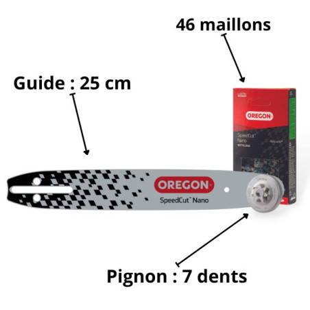 Kit guide, chaîne, pignon tronçonneuse Husqvarna SpeedCut Nano Oregon 614387