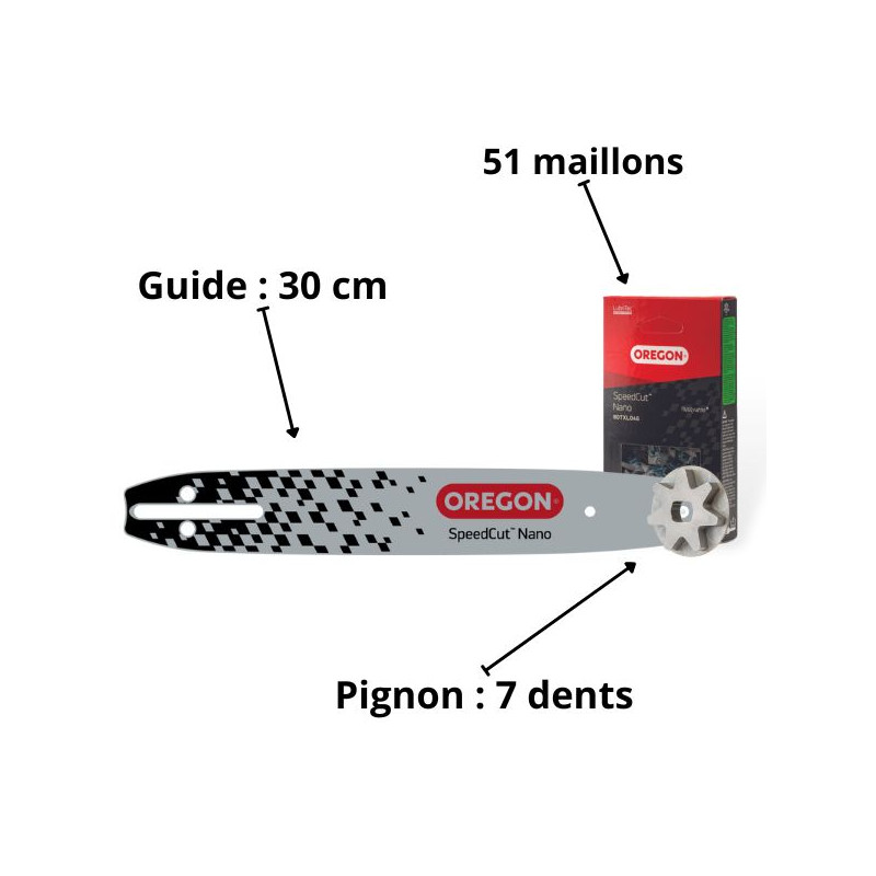 Kit guide, chaîne et pignon tronçonneuse Husqvarna | SpeedCut Nano Oregon 614392
