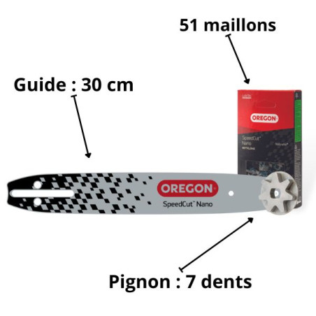 Kit guide, chaîne et pignon tronçonneuse Husqvarna | SpeedCut Nano Oregon 614392