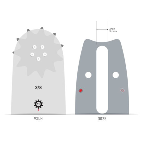 Guide chaîne tronçonneuse Oregon 3/8 063 VXLHD025