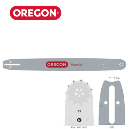 Guide-chaine pour tronçonneuse Dolmar 3/8", 050" 208RNDD033 PowerCut Oregon Guide-chaine pour tronçonneuse Dolmar 3/8", 050" 208RNDD033 PowerCut Oregon