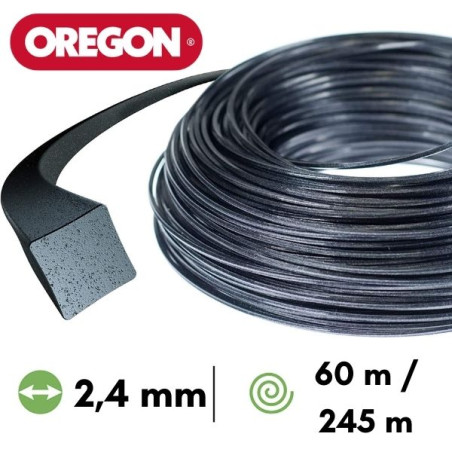 Fil nylon / alu carré Oregon Nylium® débroussailleuse 2,4 mm