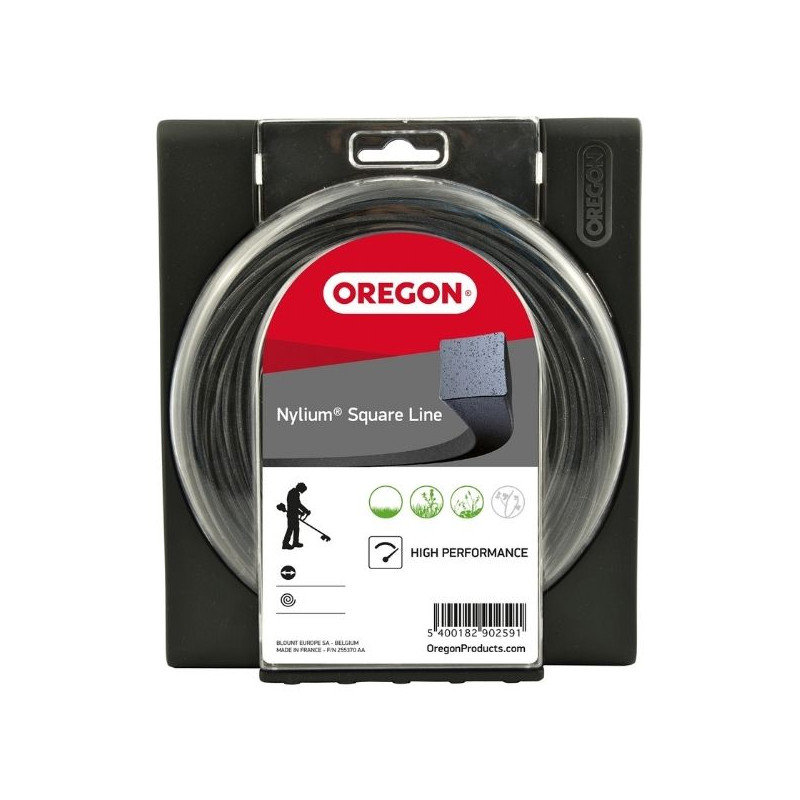 Fil nylon / alu carré Oregon Nylium® débroussailleuse 3,5 mm - 30 mètres