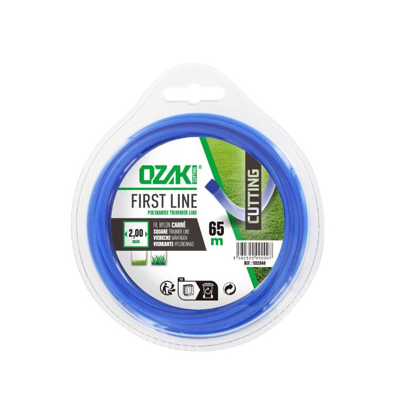 Bobine de fil nylon carré débroussailleuse 2mm x 65 mètres