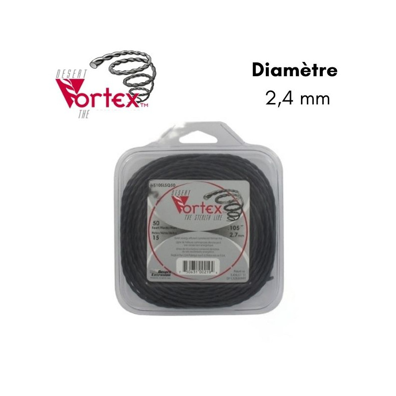 Fil nylon hélicoïdal débroussailleuse Vortex™ 2,4 mm