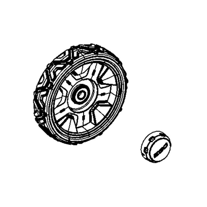 Ensemble roue avant et cache anti poussière tondeuse EGO 2826675001