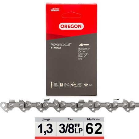 Chaine tronçonneuse Oregon 91PX 3/8LP 050 62 dents