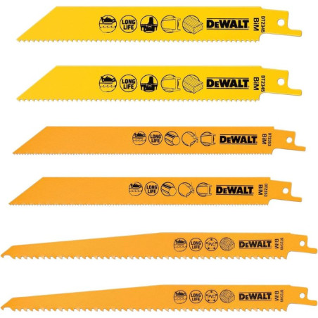 Coffret Dewalt 6 lames scie sabre découpe bois