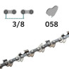 Chaine tronçonneuse 3/8 058 "1.5 mm" (grosse dents)