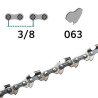 Chaine tronçonneuse 3/8 063 "1.6 mm" ( grosse dents )